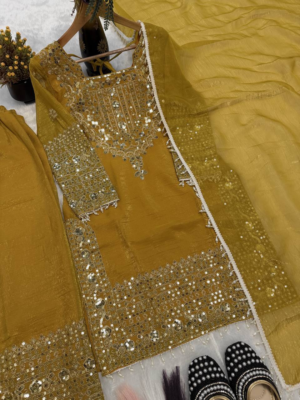 Royal Orchid Embroidered Evening Couture